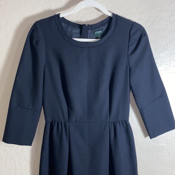 J. Crew classic black 3/4 sleeve wool blend dress - Picture 2 of 8